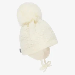 Ivory Cassie Giant Pom-Pom Hat