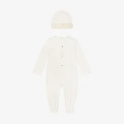 Ivory Cotton Babysuit & Hat Set
