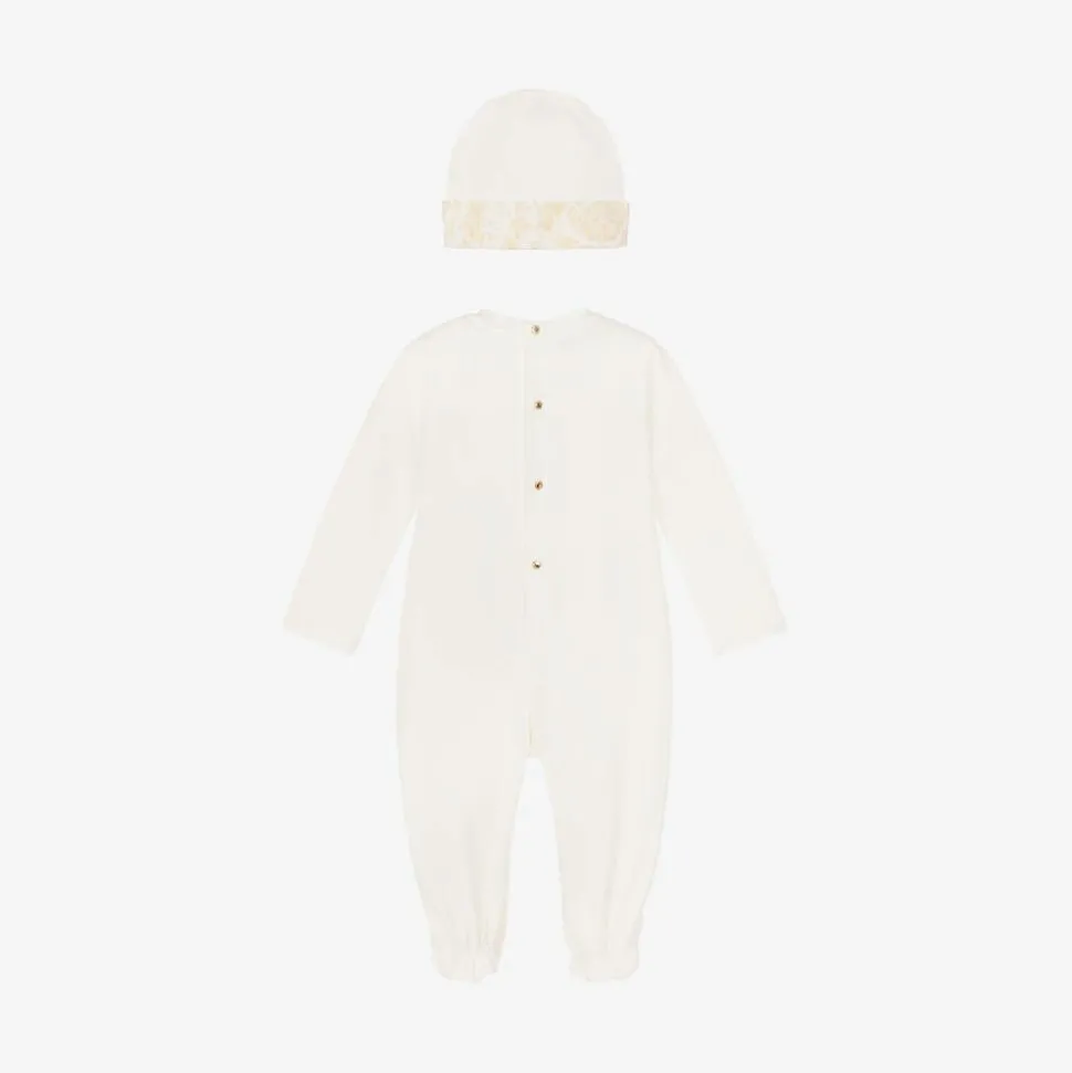 Ivory Cotton Babysuit & Hat Set