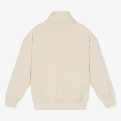 Ivory Cotton Half Zip Sweatshirt