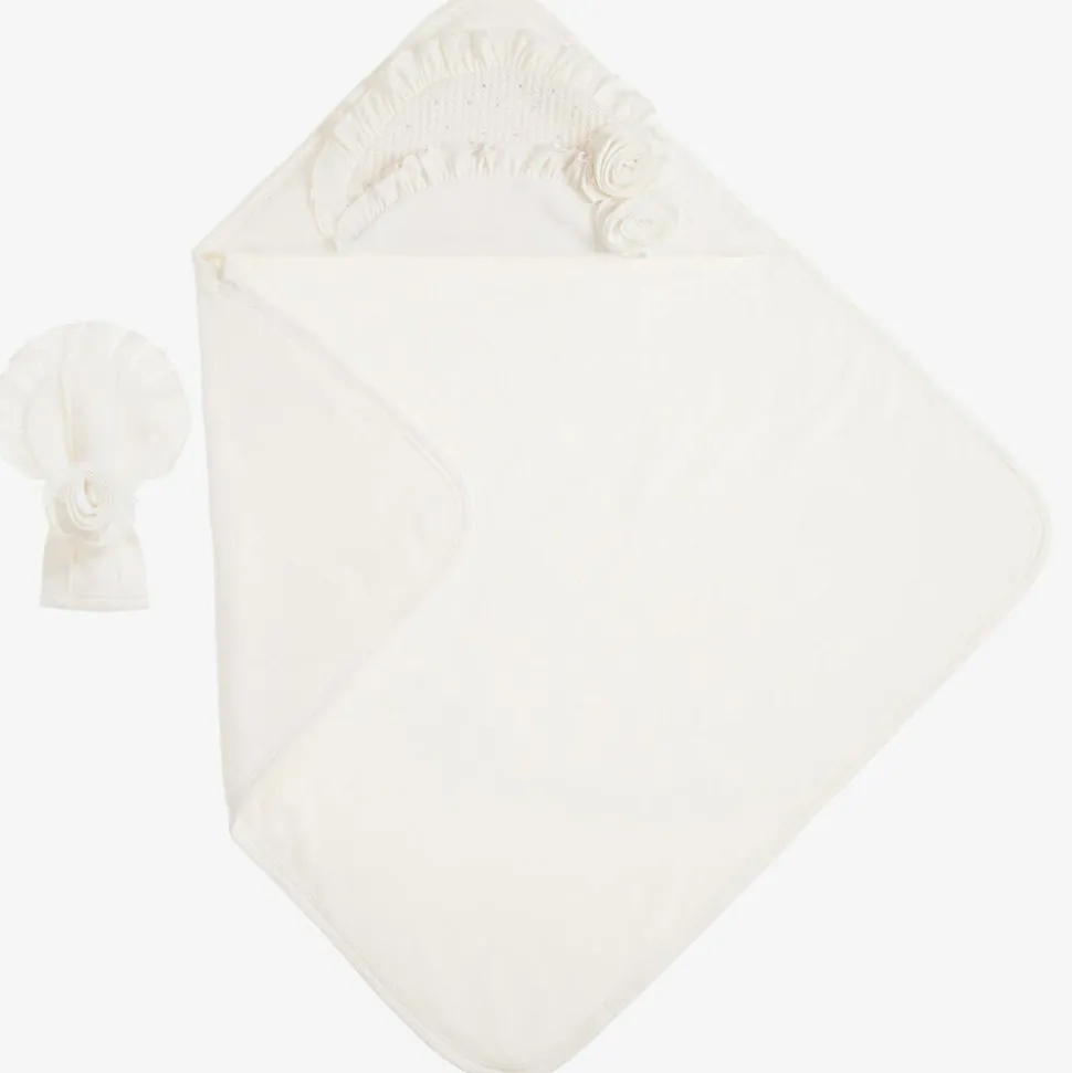 Ivory Cotton Hooded Towel & Mitt Set (76cm)