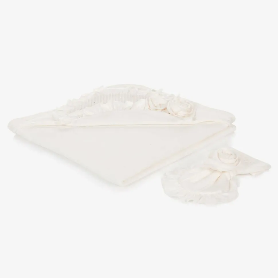 Ivory Cotton Hooded Towel & Mitt Set (76cm)