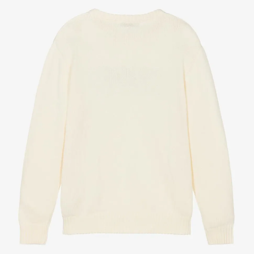 Ivory Cotton Knit Sweater