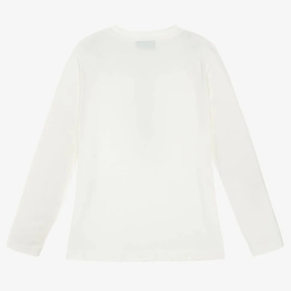 Ivory Cotton Tie Print Top