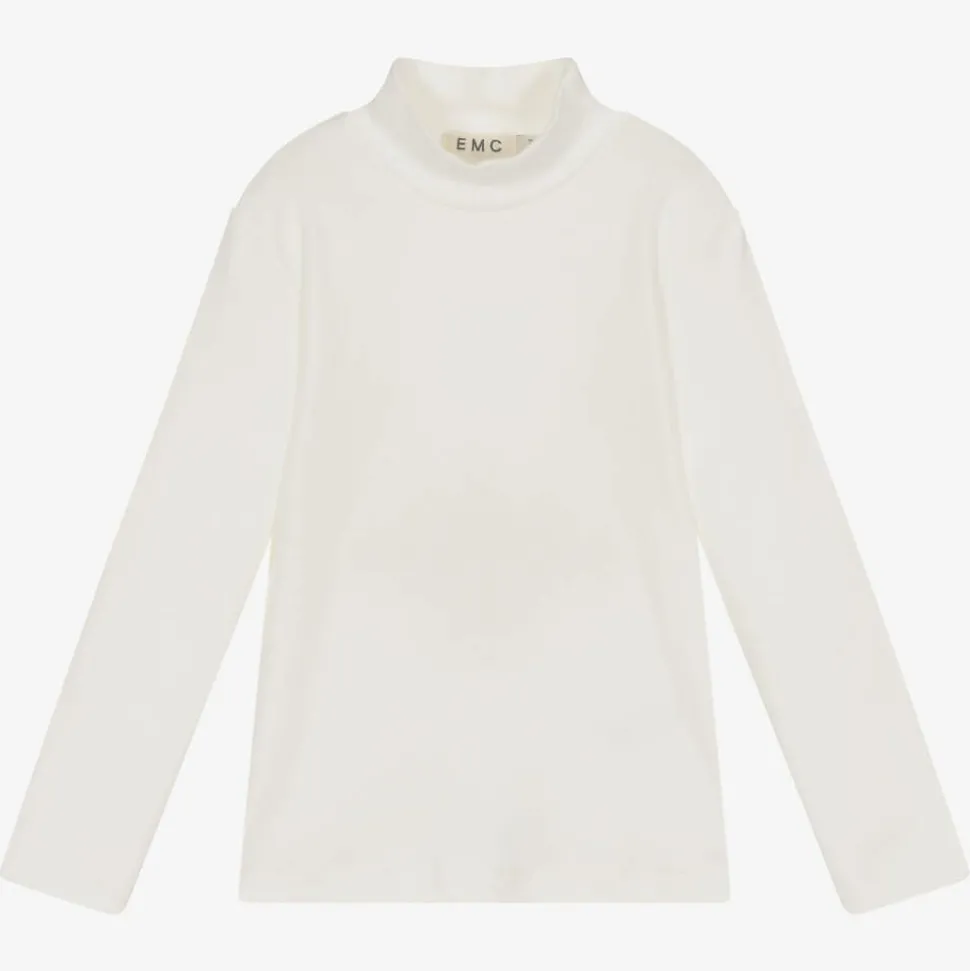Ivory Cotton Turtleneck Top