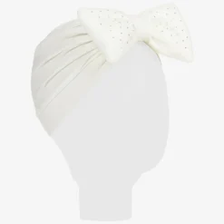 Ivory Diamanté Bow Turban