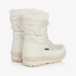 Ivory Faux Leather Snow Boots