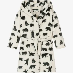 Ivory Fleece Bear Hooded Dressing Gown