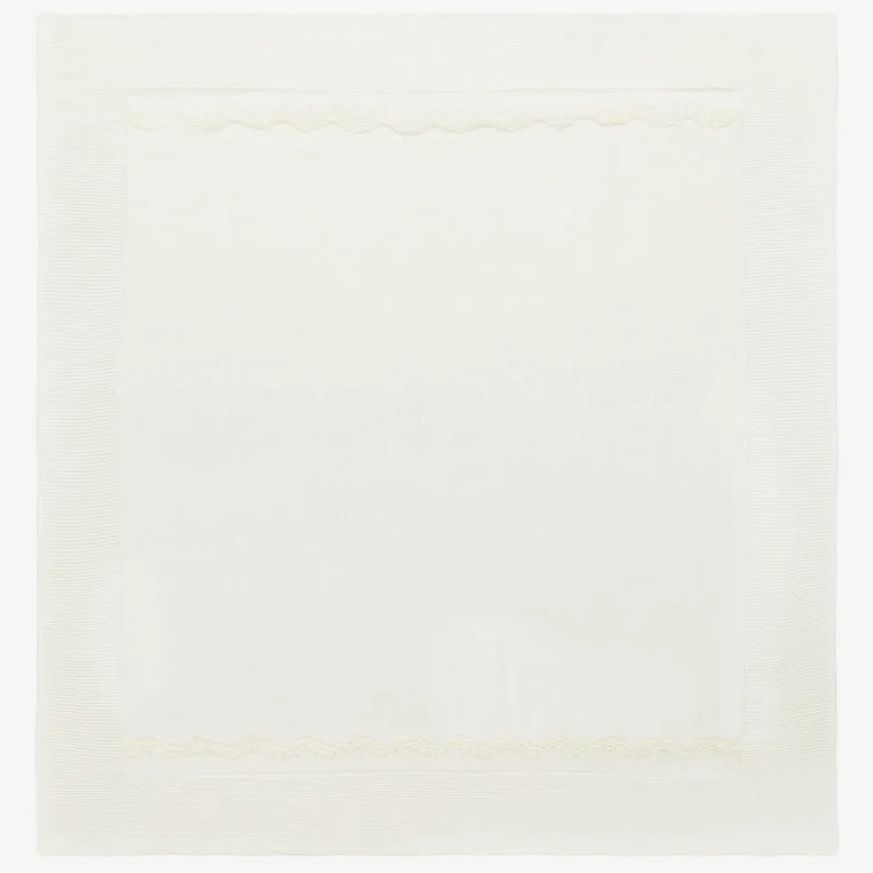 Ivory Knitted & Lace Blanket (88cm)