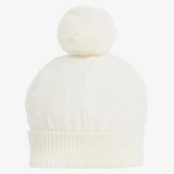 Ivory Knitted Pom-Pom Hat