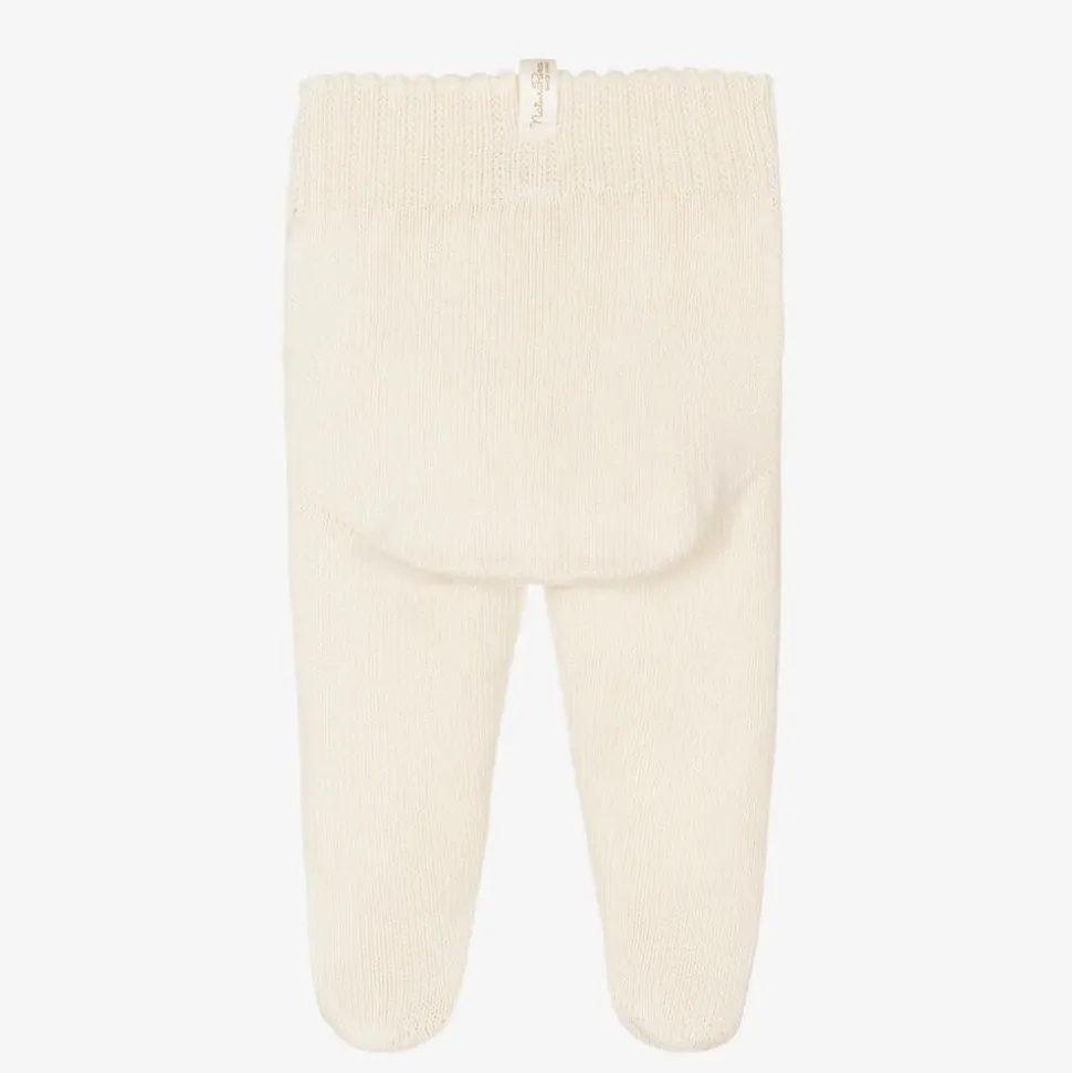 Ivory Organic Cotton-Knit Baby Trousers