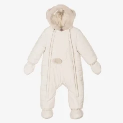 Ivory Padded Bunny Snowsuit