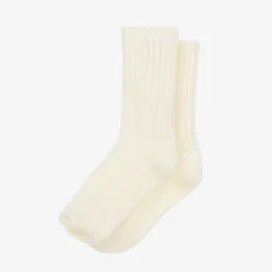 Ivory Ribbed Thermal Wool Socks