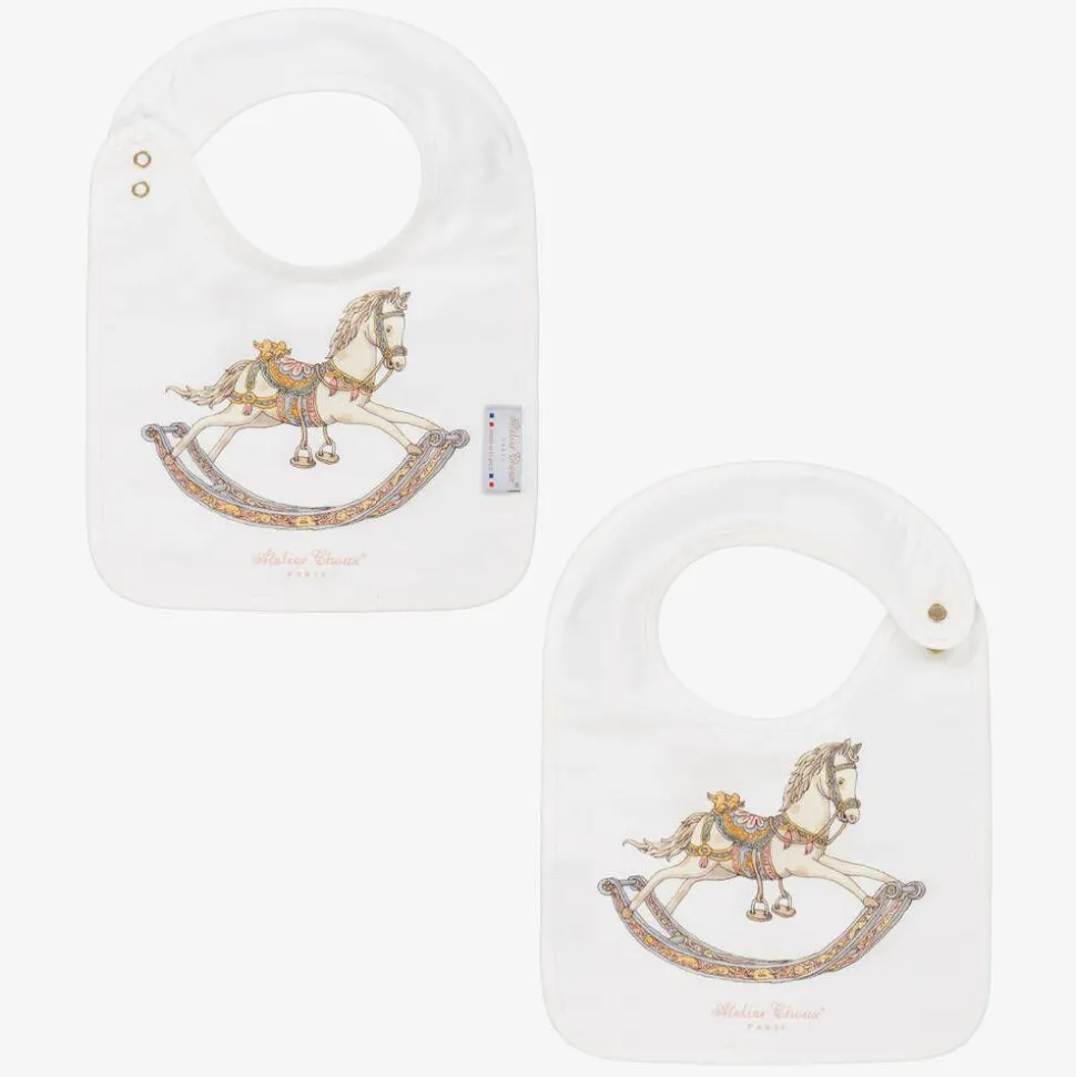 Ivory Rocking Horse Swaddle & Bib Set