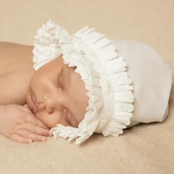 Ivory Smocked Baby Bonnet