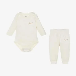 Ivory Velour Baby Trouser Set
