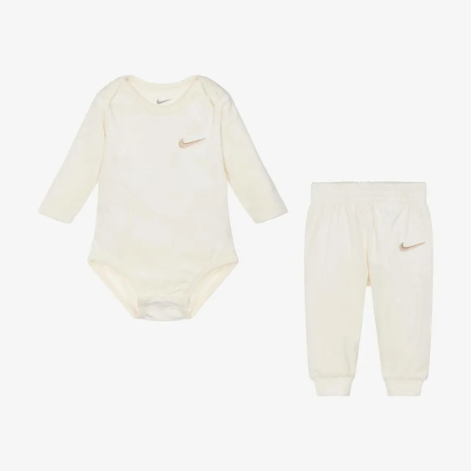 Ivory Velour Baby Trouser Set