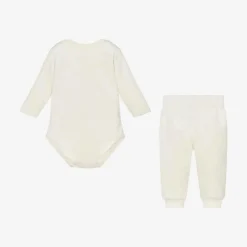 Ivory Velour Baby Trouser Set