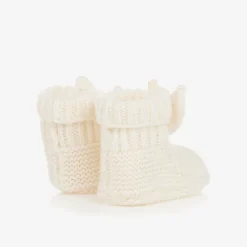 Ivory Wool & Cashmere Knitted Booties