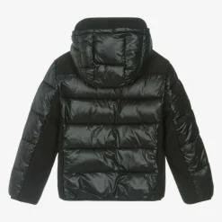 Junior Boys Black Hooded Puffer Jacket