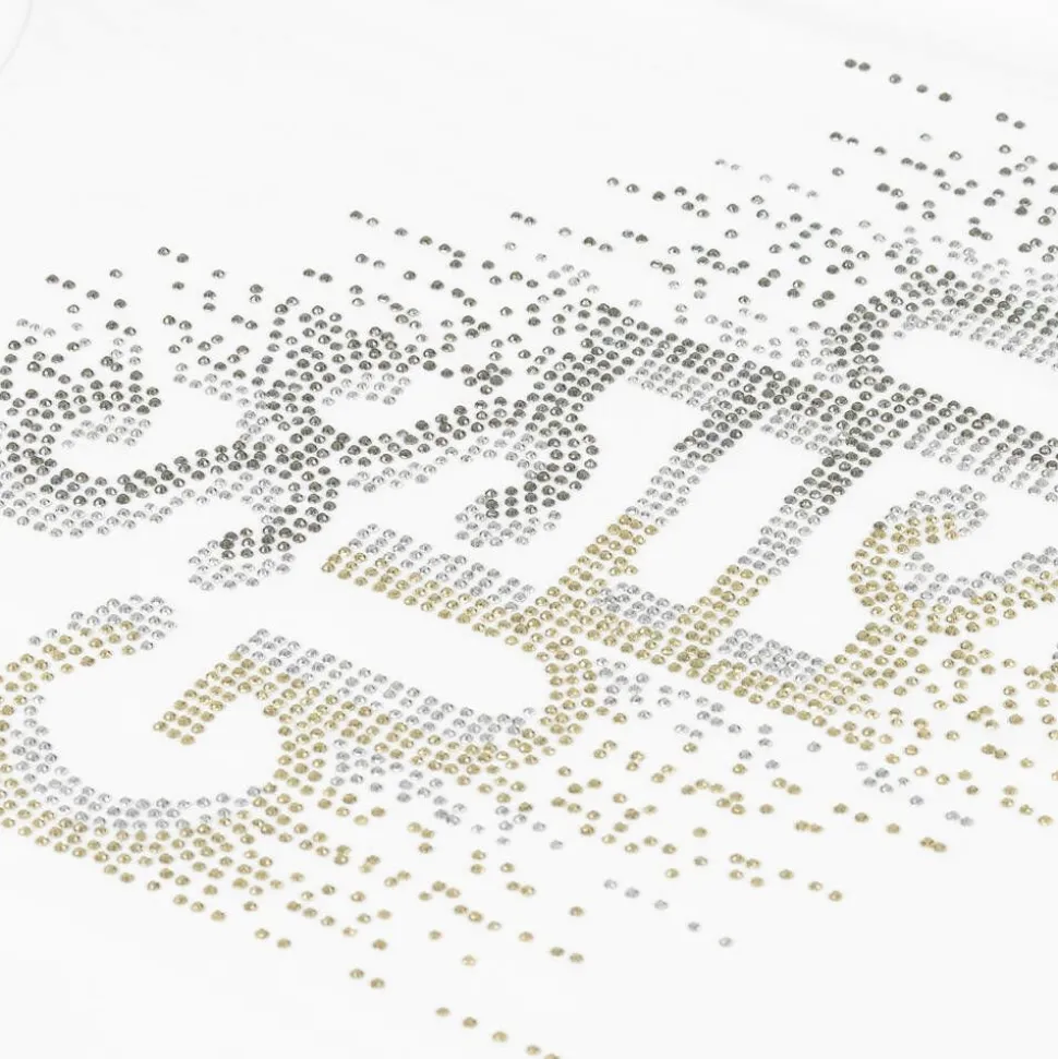 Junior Girls White Cotton Diamanté T-Shirt