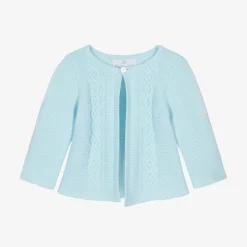 Light Blue Cotton Knit Baby Cardigan