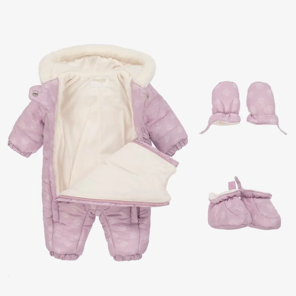 Lilac Purple Padded Baby Snowsuit