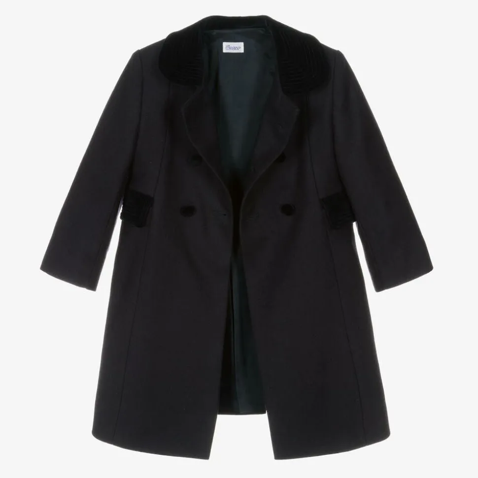 Navy Blue Classic Wool Coat