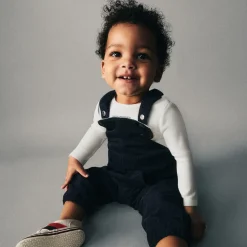 Navy Blue Corduroy Baby Dungaree Set