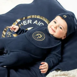 Navy Blue Cotton Babysuit Set