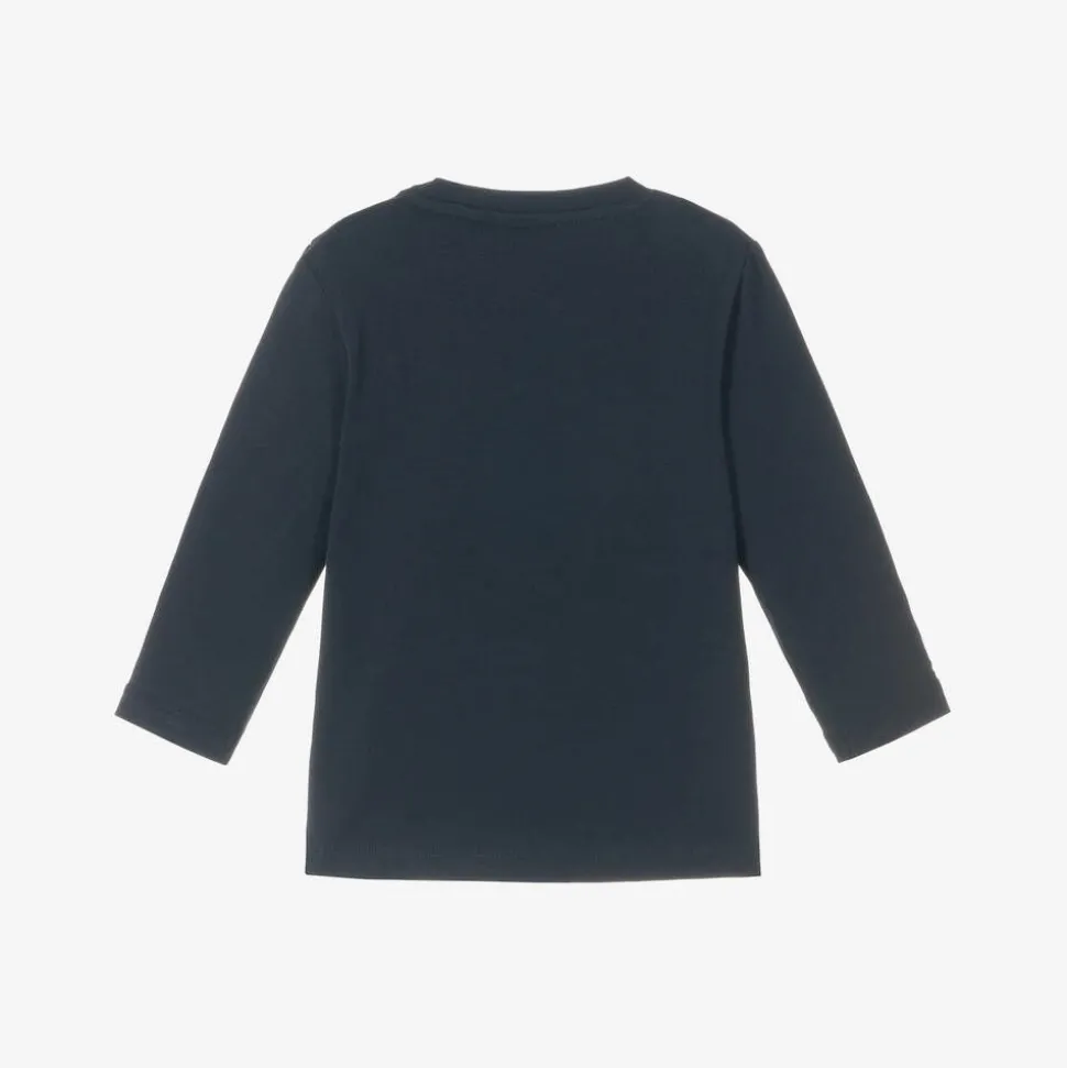 Navy Blue Cotton Christmas Baby Top