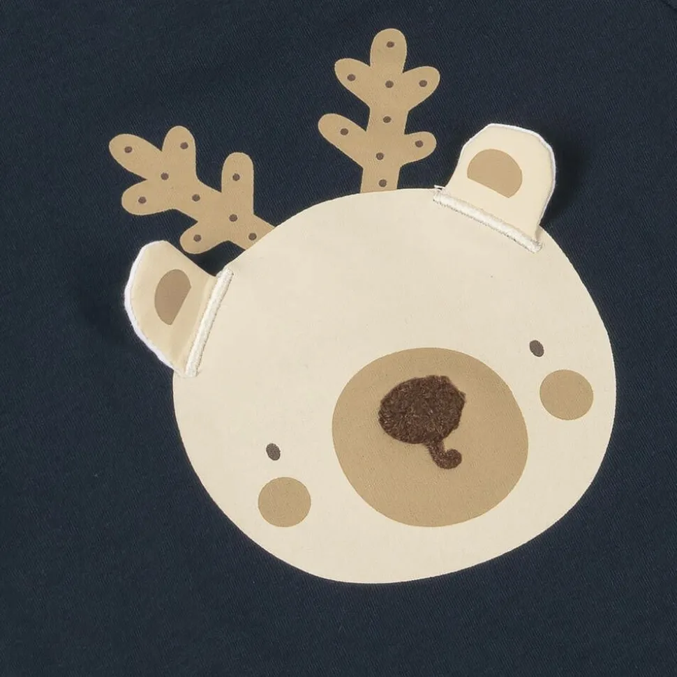 Navy Blue Cotton Christmas Baby Top