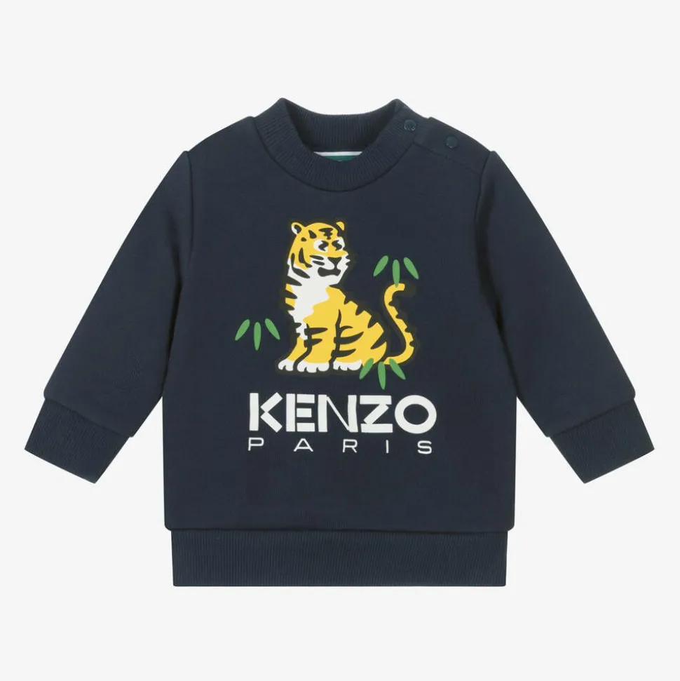 Navy Blue Cotton KOTORA Tiger Sweatshirt
