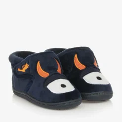Navy Blue Fleece Monster Slippers