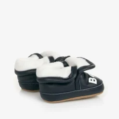 Navy Blue Leather Baby Pre-Walker Shoes