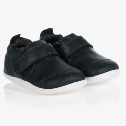 Navy Blue Leather Baby Trainers