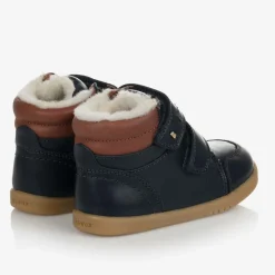 Navy Blue Leather Boots