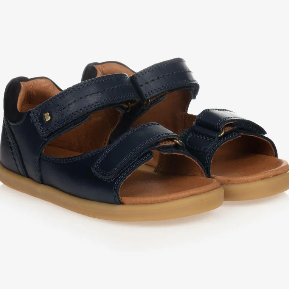 Navy Blue Leather Sandals