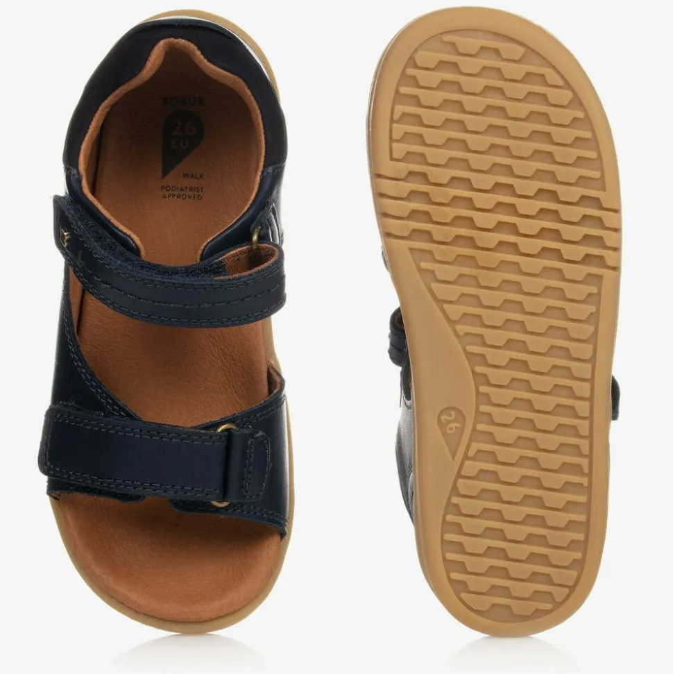 Navy Blue Leather Sandals