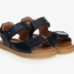 Navy Blue Leather Sandals