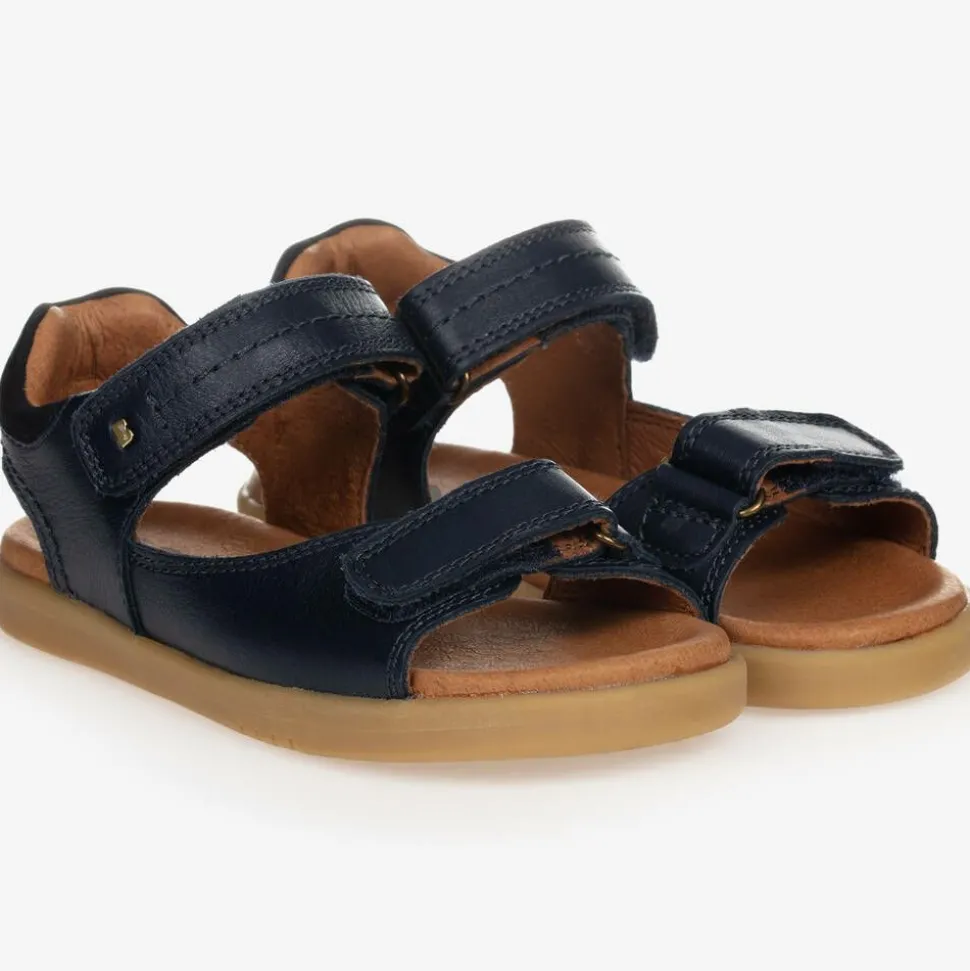 Navy Blue Leather Sandals