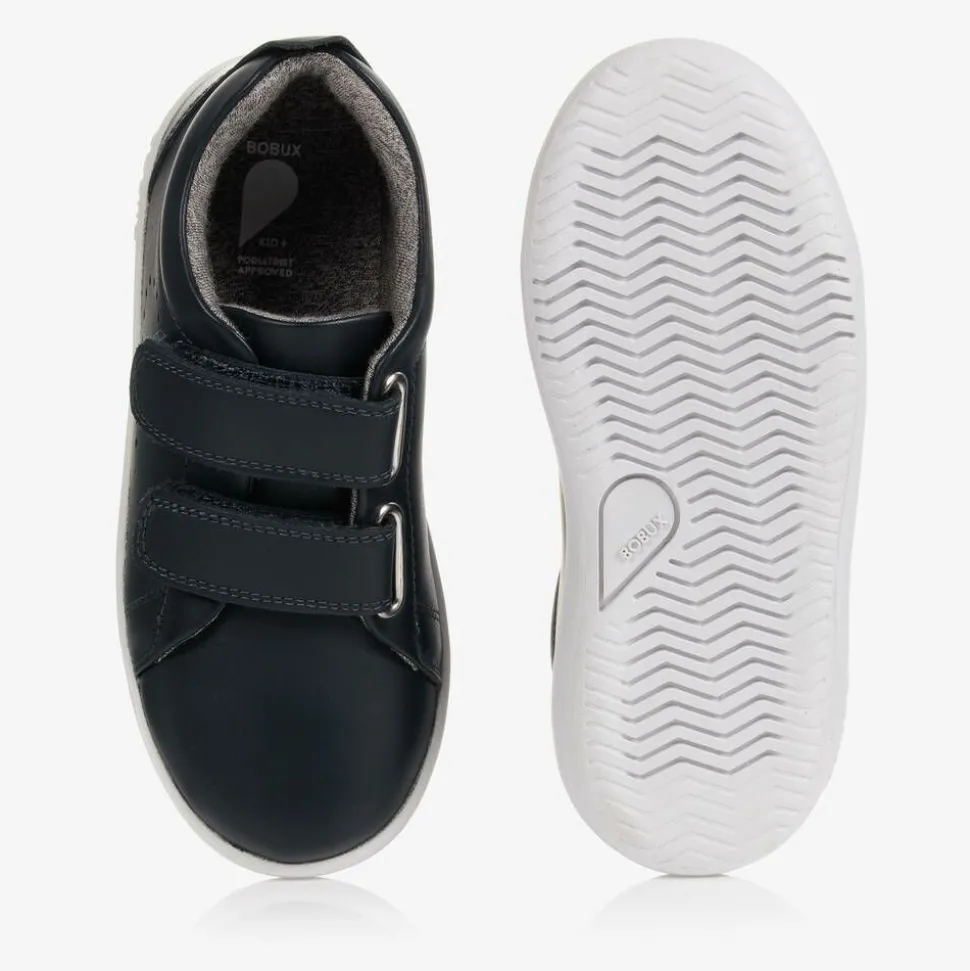 Navy Blue Leather Trainers