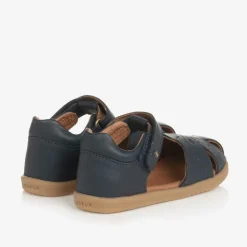 Navy Blue Leather Velcro Sandals