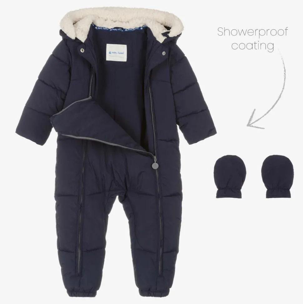 Navy Blue Puffer Baby Snowsuit