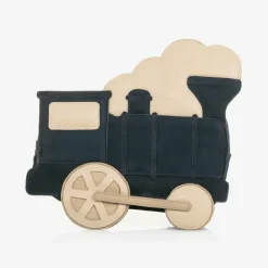 Navy Blue Suede & Leather Train Back Pack