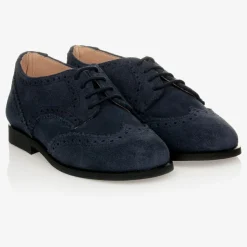 Navy Blue Suede Brogue Shoes