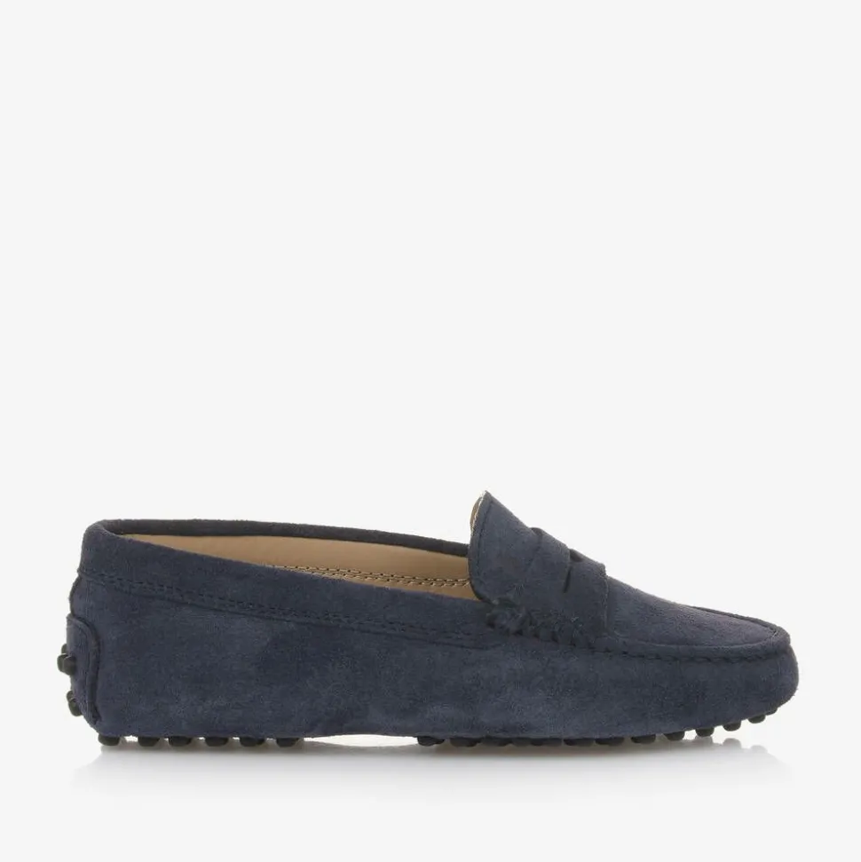 Navy Blue Suede Leather Moccasins