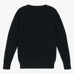 Navy Blue Wool Knit Sweater