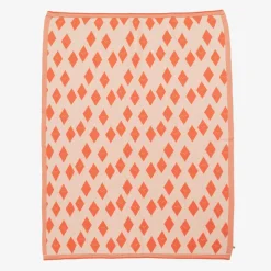 Orange Diamond Knitted Blanket (100cm)