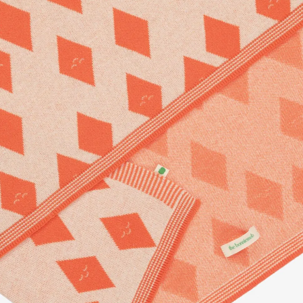 Orange Diamond Knitted Blanket (100cm)